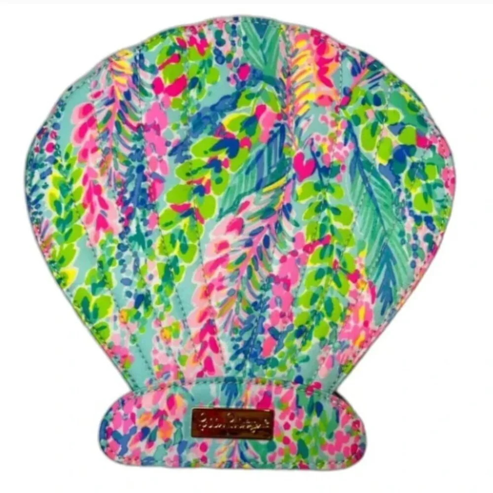 Lilly Pulitzer Makeup Brush Set Clamshell Seashell “Catch The Wave” NEW